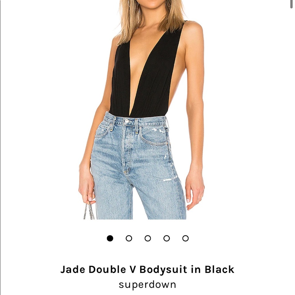 Jade Double V Bodysuit in Black